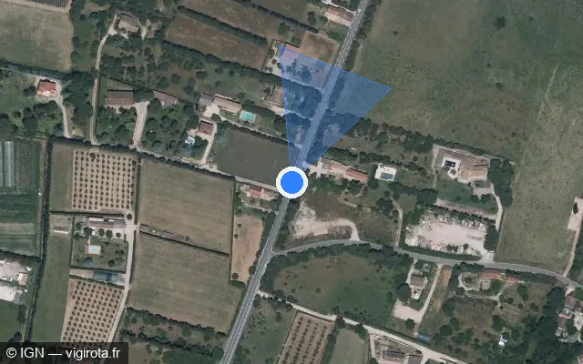 Vue satellite de l'emplacement du radar tourelle à Orange