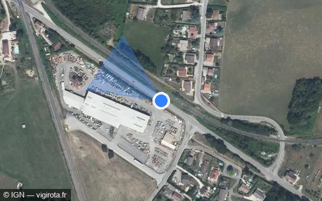 Vue satellite de l'emplacement du radar tourelle à Saint-André-le-Gaz