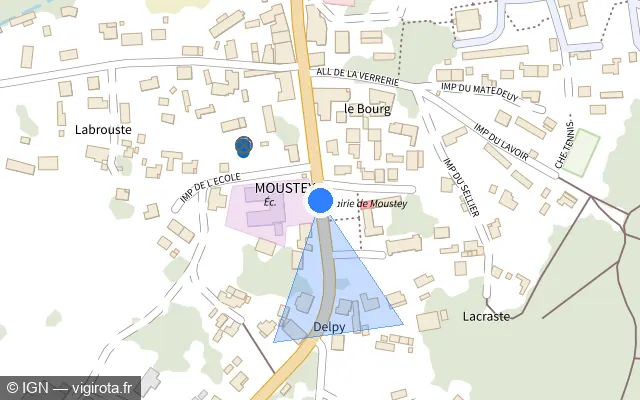 Vue plan de l'emplacement du radar tourelle à Moustey