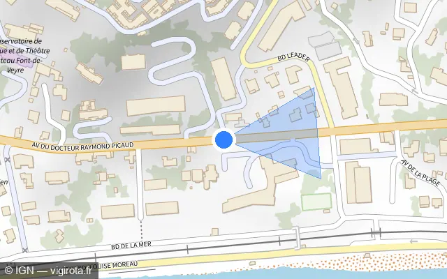 Vue plan de l'emplacement du radar tourelle à Cannes