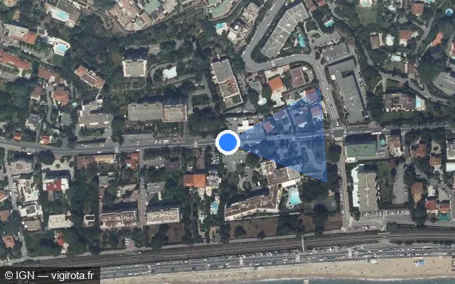 Vue satellite de l'emplacement du radar tourelle à Cannes