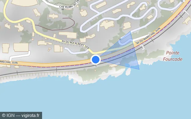 Vue plan de l'emplacement du radar tourelle à Cannes