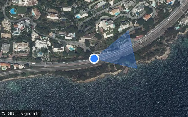 Vue satellite de l'emplacement du radar tourelle à Cannes