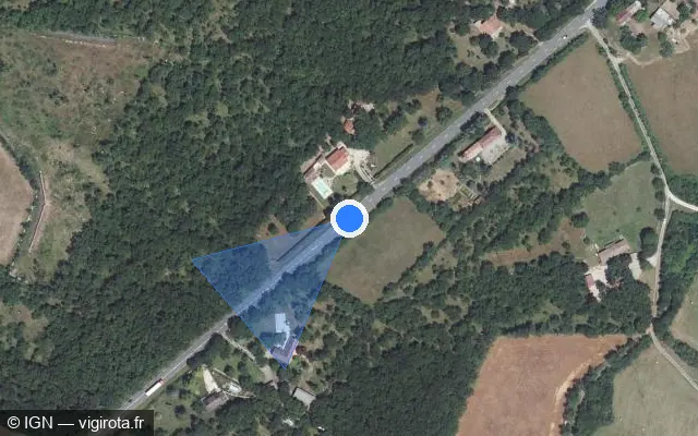 Vue satellite de l'emplacement du radar tourelle à Caylus