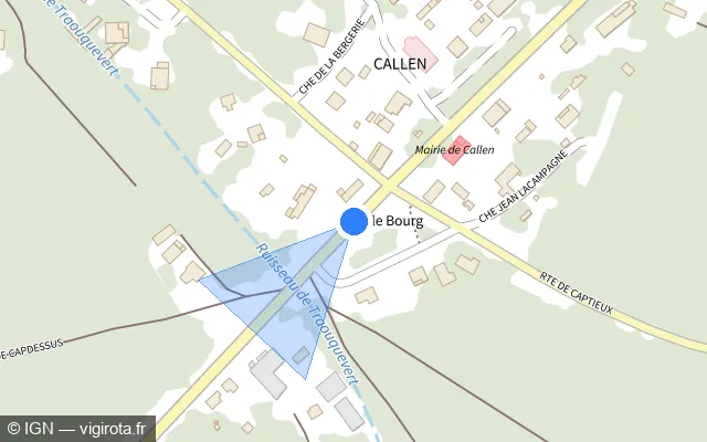 Vue plan de l'emplacement du radar tourelle à Callen