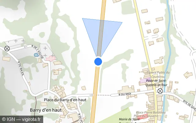 Vue plan de l'emplacement du radar tourelle à Saint-Quentin-la-Tour