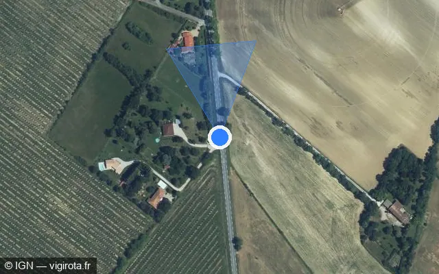 Vue satellite de l'emplacement du radar tourelle à Palleville