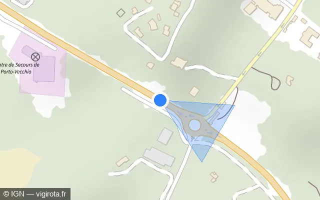 Vue plan de l'emplacement du radar tourelle à Porto-Vecchio