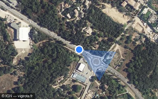 Vue satellite de l'emplacement du radar tourelle à Porto-Vecchio