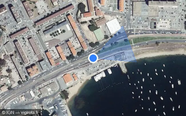 Vue satellite de l'emplacement du radar tourelle à Ajaccio