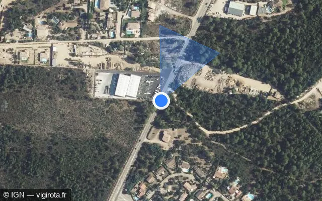 Vue satellite de l'emplacement du radar tourelle à Lecci
