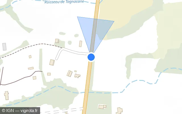 Vue plan de l'emplacement du radar tourelle à Ventiseri