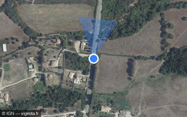 Vue satellite de l'emplacement du radar tourelle à Ventiseri