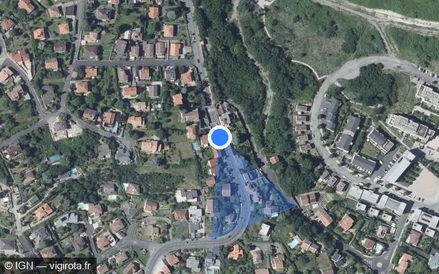 Vue satellite de l'emplacement du radar tourelle à Durtol