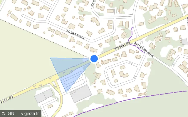 Vue plan de l'emplacement du radar tourelle à Aureilhan