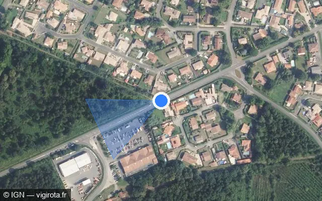 Vue satellite de l'emplacement du radar tourelle à Aureilhan