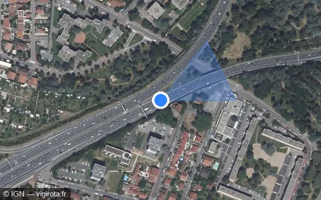 Vue satellite de l'emplacement du radar tourelle à Bron