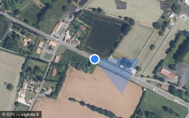 Vue satellite de l'emplacement du radar tourelle à Maisonnay