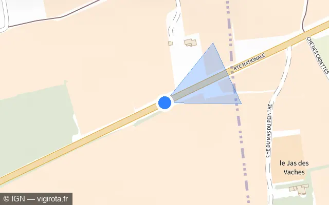 Vue plan de l'emplacement du radar tourelle à Estézargues
