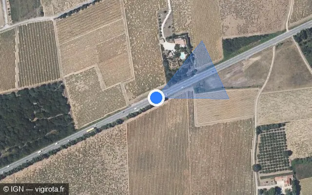 Vue satellite de l'emplacement du radar tourelle à Estézargues