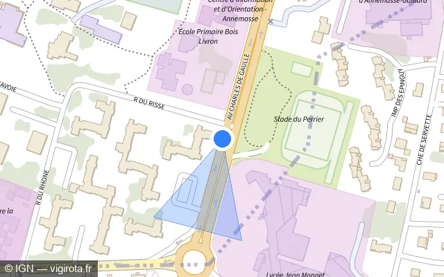 Vue plan de l'emplacement du radar tourelle à Annemasse