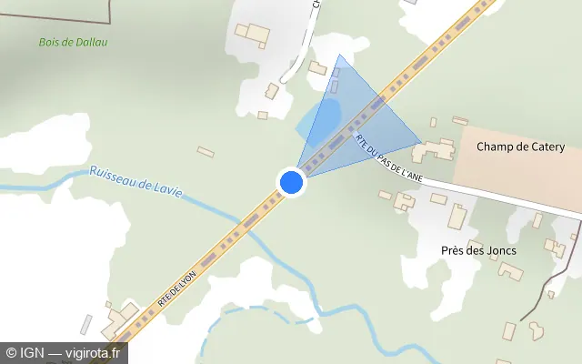 Vue plan de l'emplacement du radar tourelle à Les Artigues-de-Lussac