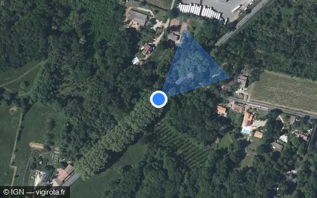 Vue satellite de l'emplacement du radar tourelle à Les Artigues-de-Lussac