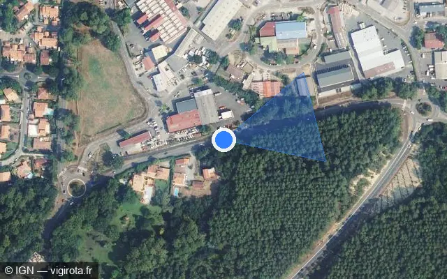 Vue satellite de l'emplacement du radar tourelle à Soorts-Hossegor