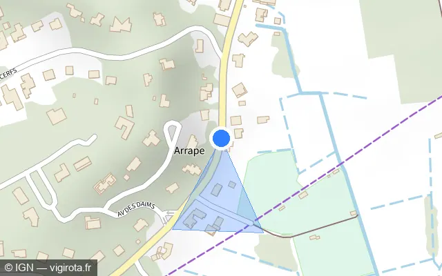 Vue plan de l'emplacement du radar tourelle à Soorts-Hossegor
