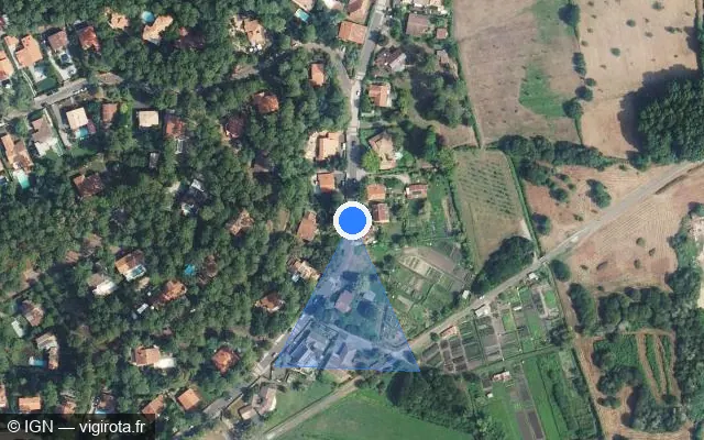 Vue satellite de l'emplacement du radar tourelle à Soorts-Hossegor