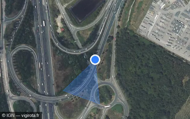 Vue satellite de l'emplacement du radar tourelle à Feyzin