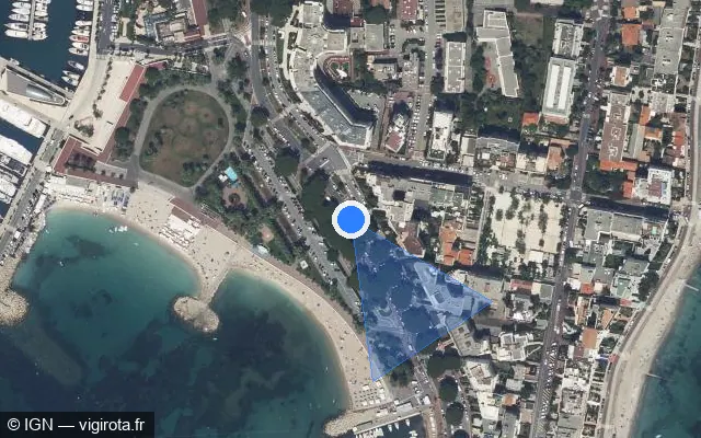 Vue satellite de l'emplacement du radar tourelle à Cannes