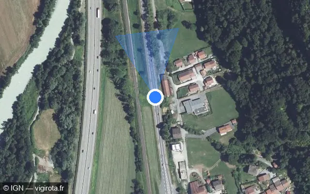 Vue satellite de l'emplacement du radar tourelle à Magland