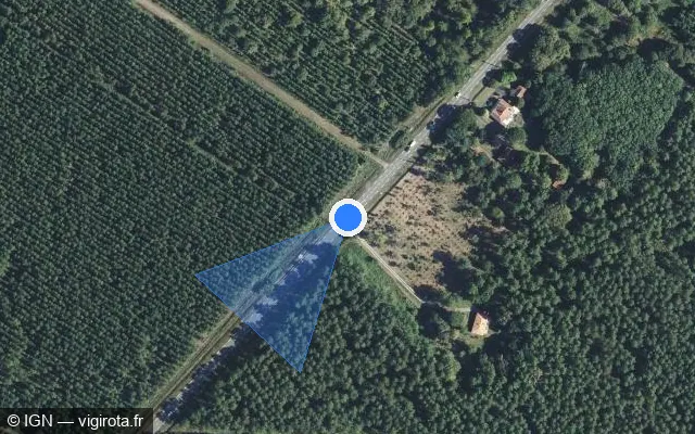 Vue satellite de l'emplacement du radar tourelle à Sanguinet