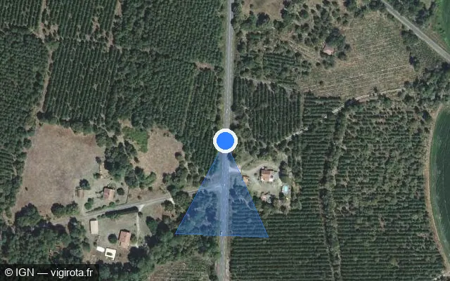 Vue satellite de l'emplacement du radar tourelle à Trensacq