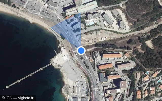 Vue satellite de l'emplacement du radar tourelle à Ajaccio