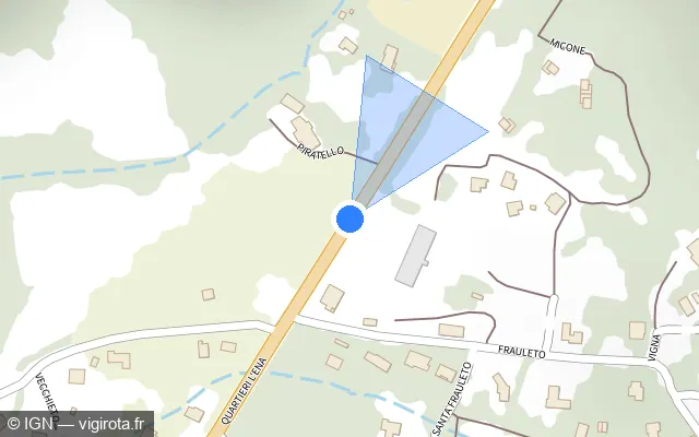 Vue plan de l'emplacement du radar tourelle à Figari