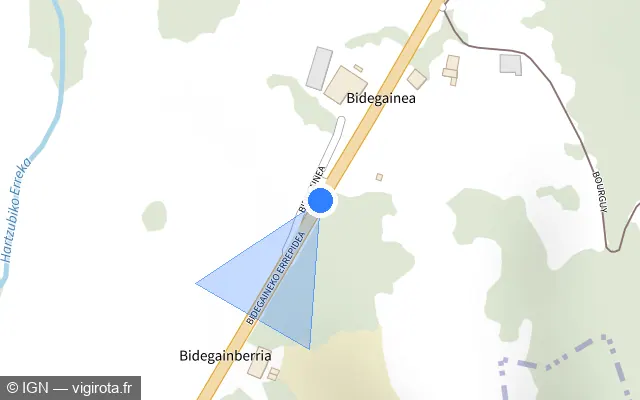 Vue plan de l'emplacement du radar tourelle à Bustince-Iriberry