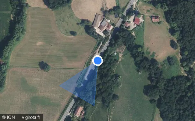 Vue satellite de l'emplacement du radar tourelle à Bustince-Iriberry