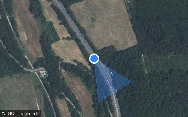 Vue satellite de l'emplacement du radar tourelle à Le Garric