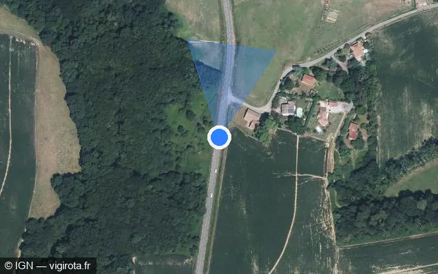 Vue satellite de l'emplacement du radar tourelle à Saint-Boès