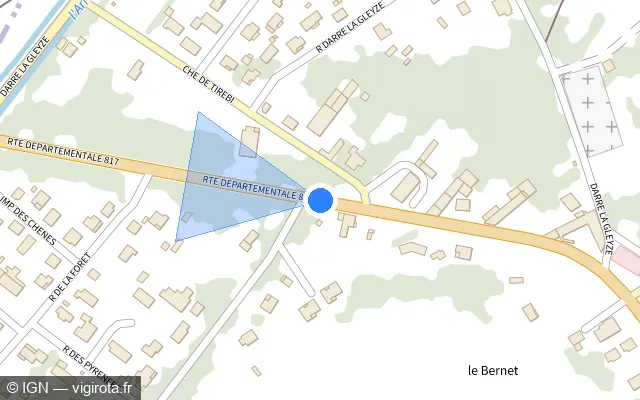 Vue plan de l'emplacement du radar tourelle à Pinas