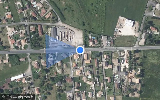Vue satellite de l'emplacement du radar tourelle à Camps-sur-l'Isle