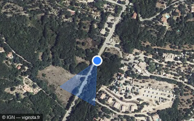 Vue satellite de l'emplacement du radar tourelle à Bonifacio