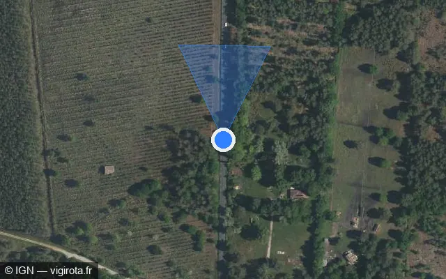 Vue satellite de l'emplacement du radar tourelle à Hourtin