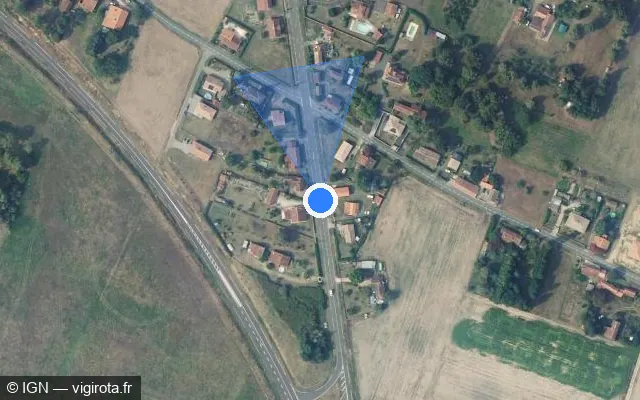 Vue satellite de l'emplacement du radar tourelle à Sarbazan