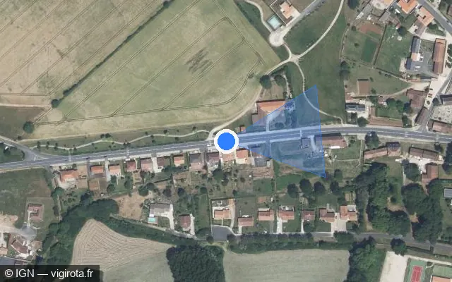 Vue satellite de l'emplacement du radar tourelle à Saint-Pierre-d'Exideuil