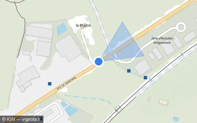 Vue plan de l'emplacement du radar tourelle à Orx