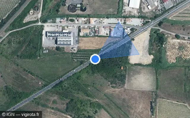 Vue satellite de l'emplacement du radar tourelle à Nissan-lez-Enserune