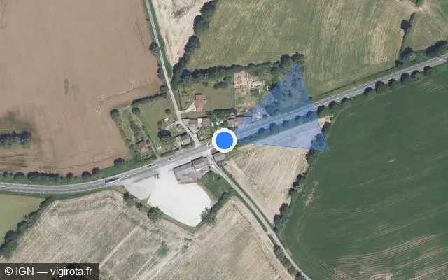 Vue satellite de l'emplacement du radar tourelle à Dompierre-les-Églises